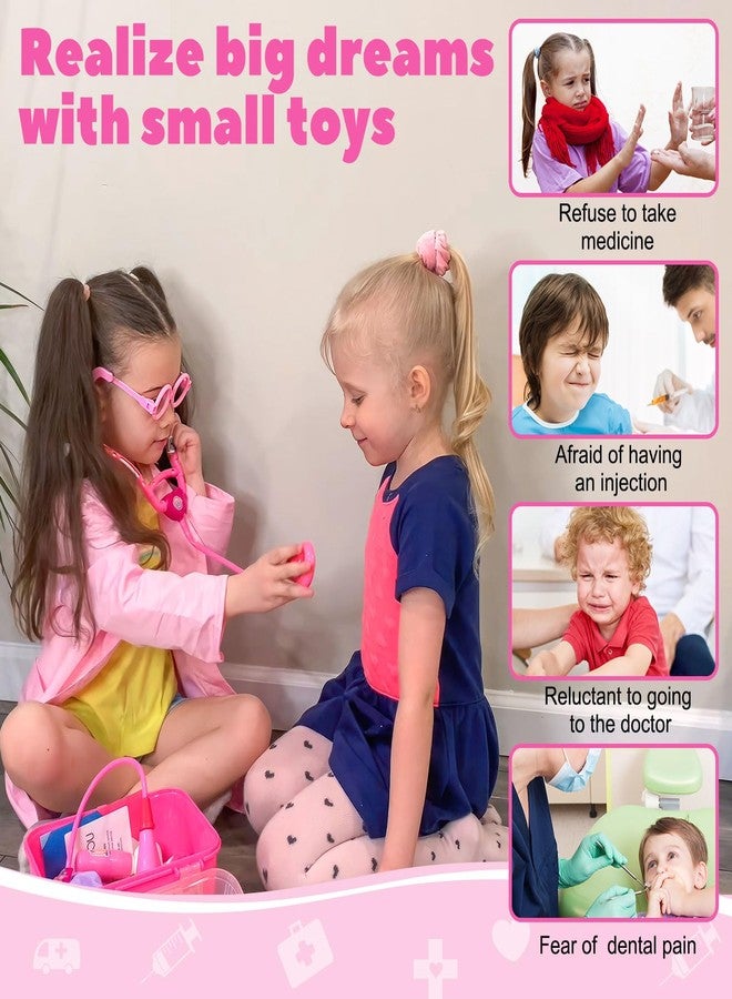 Liberry Doctor Kit for Toddlers 3 4 5 Years Old, Kids Doctor Play Set for Girls Boys Toy, Pretend Play Medical Kit with Stethoscope & Costume for Christmas Birthday Gift Pink - Image 3